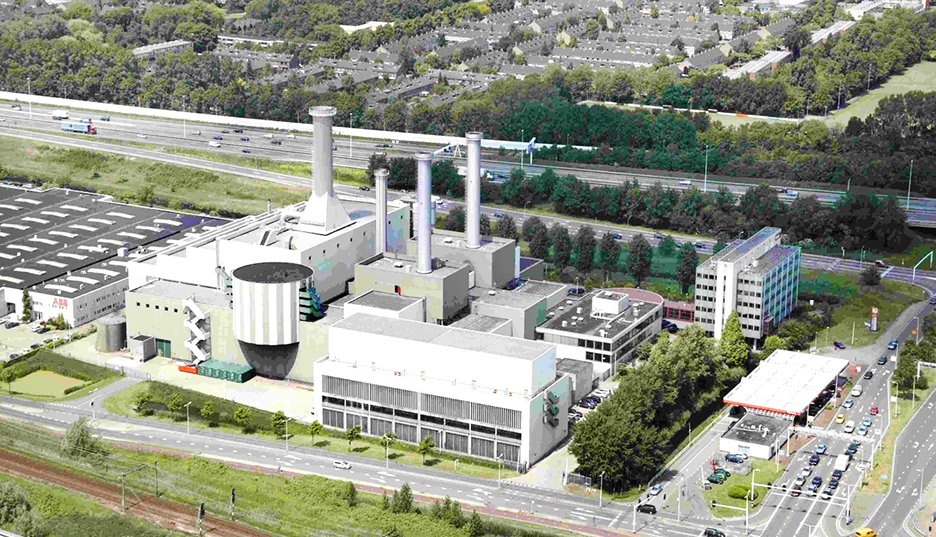 네덜란드 로테르담에 위치한 유니퍼 123MW급 가스터빈 발전소 전경.
